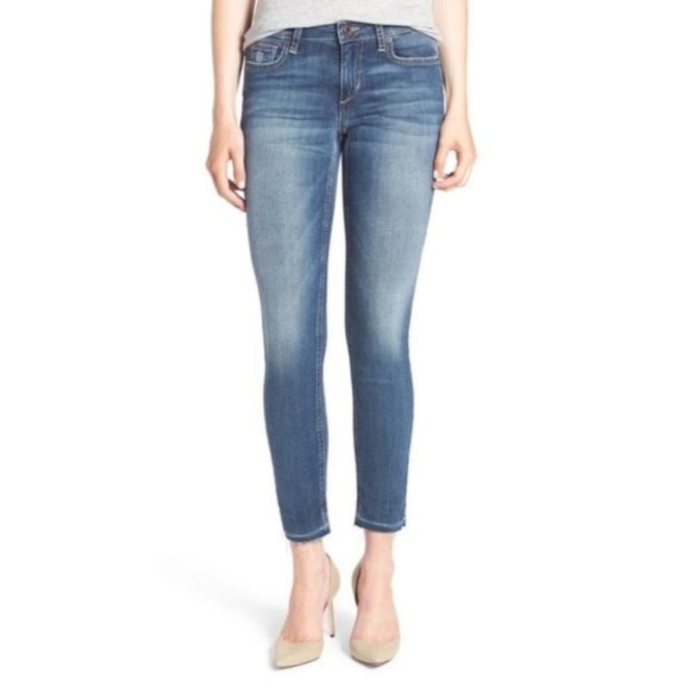 Joe's Jeans Skinny Jeans Icon Ankle Sonoe Denim Dark Wash Raw Hem Mid Rise
